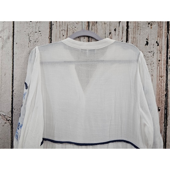 FIGUEROA FLOWER White Embroidered Tiered Dress Boho Festival Cottagecore Medium - Picture 9 of 12